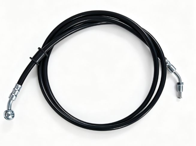 Durit hydraulique en caoutchouc noir avec raccords banjo chromés