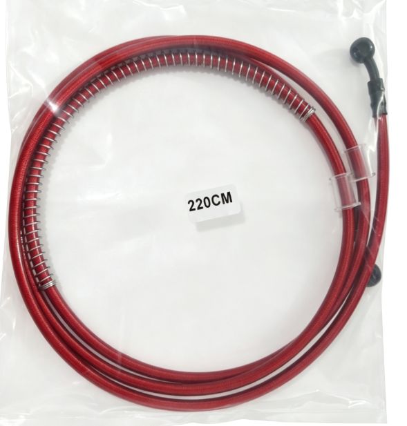 Durit de frein gaine ressort PVC rouge 220 cm en sachet retail