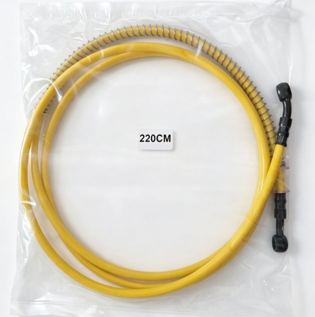 Durit de frein gaine ressort PVC jaune 220 cm en sachet retail