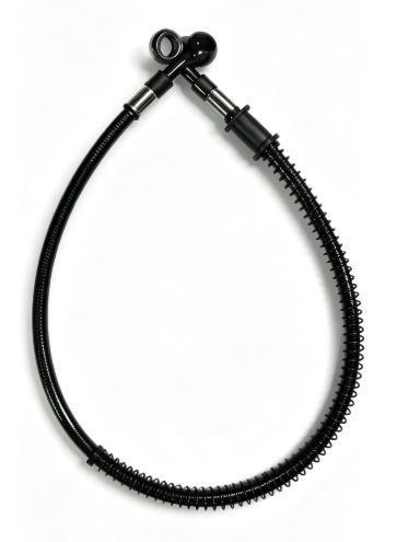 Durit gaine ressort noire avec raccords droits, forme de goutte